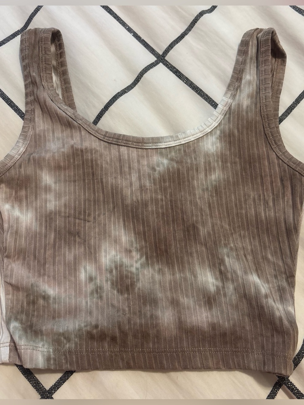 SHEIN Brown Ribbed Tie-Dye Crop Tank